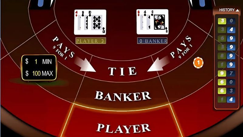 Hướng dẫn chơi bài Baccarat Có 3 cửa cược